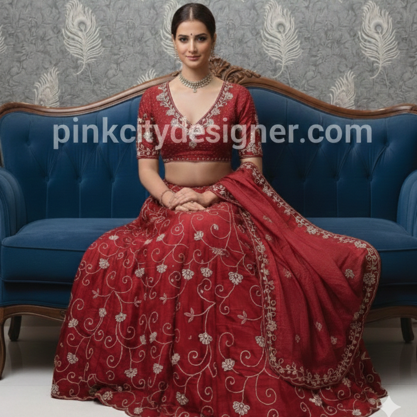 Royal Festive Embroidered Lehenga with Dupatta