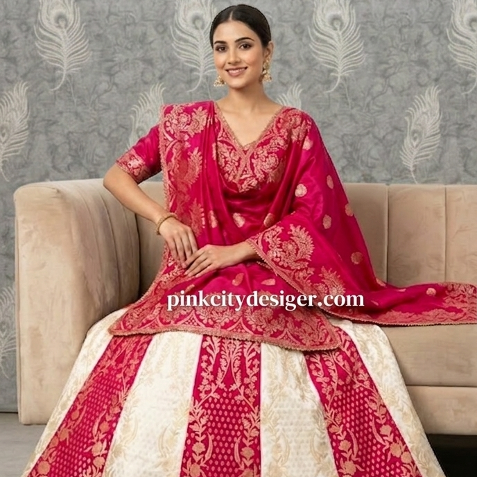 The Royal Heritage Collection: Hand-Woven Silk Lehenga