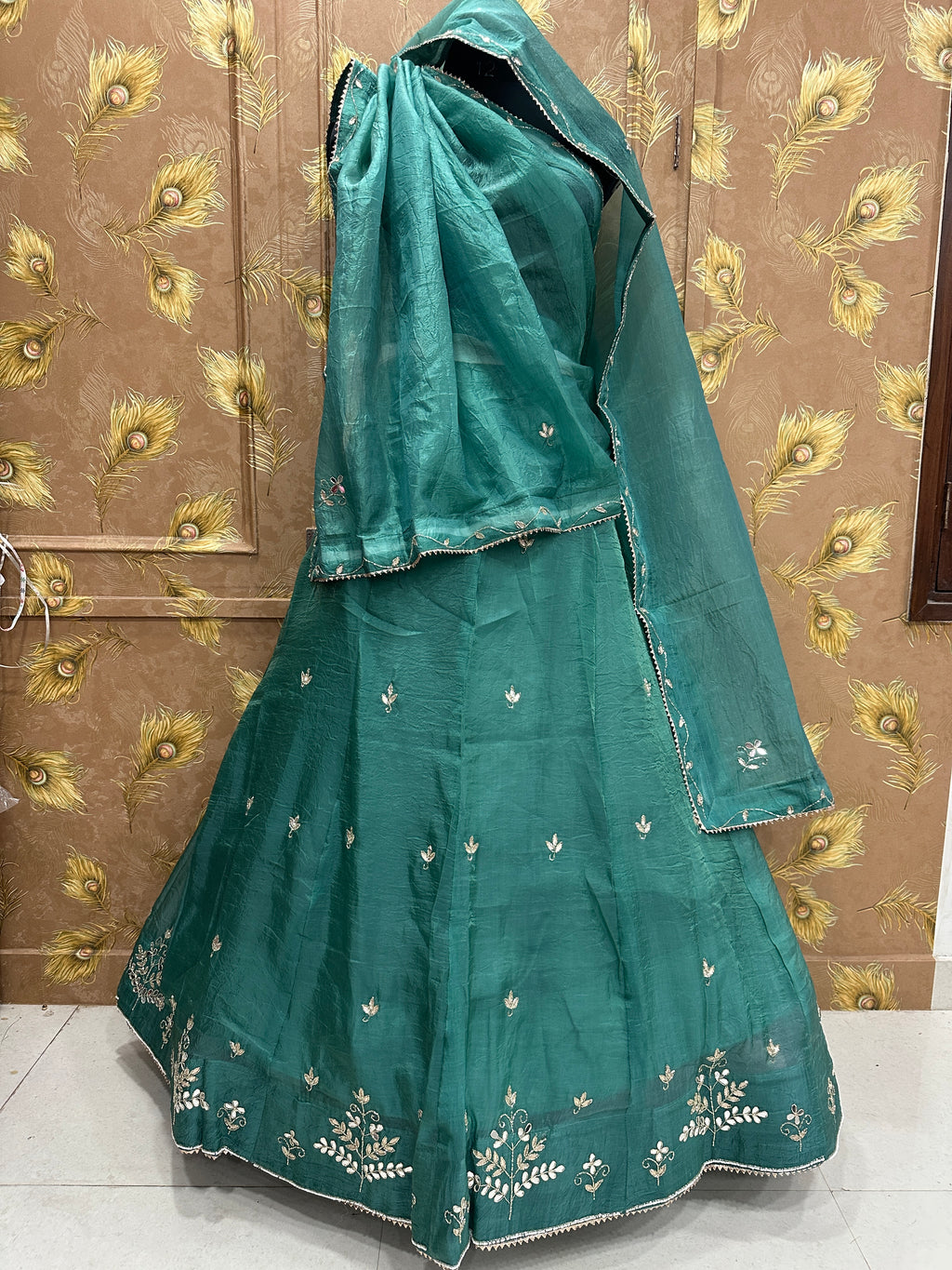 Pinkcitydesginer Gold crush lehenga Green