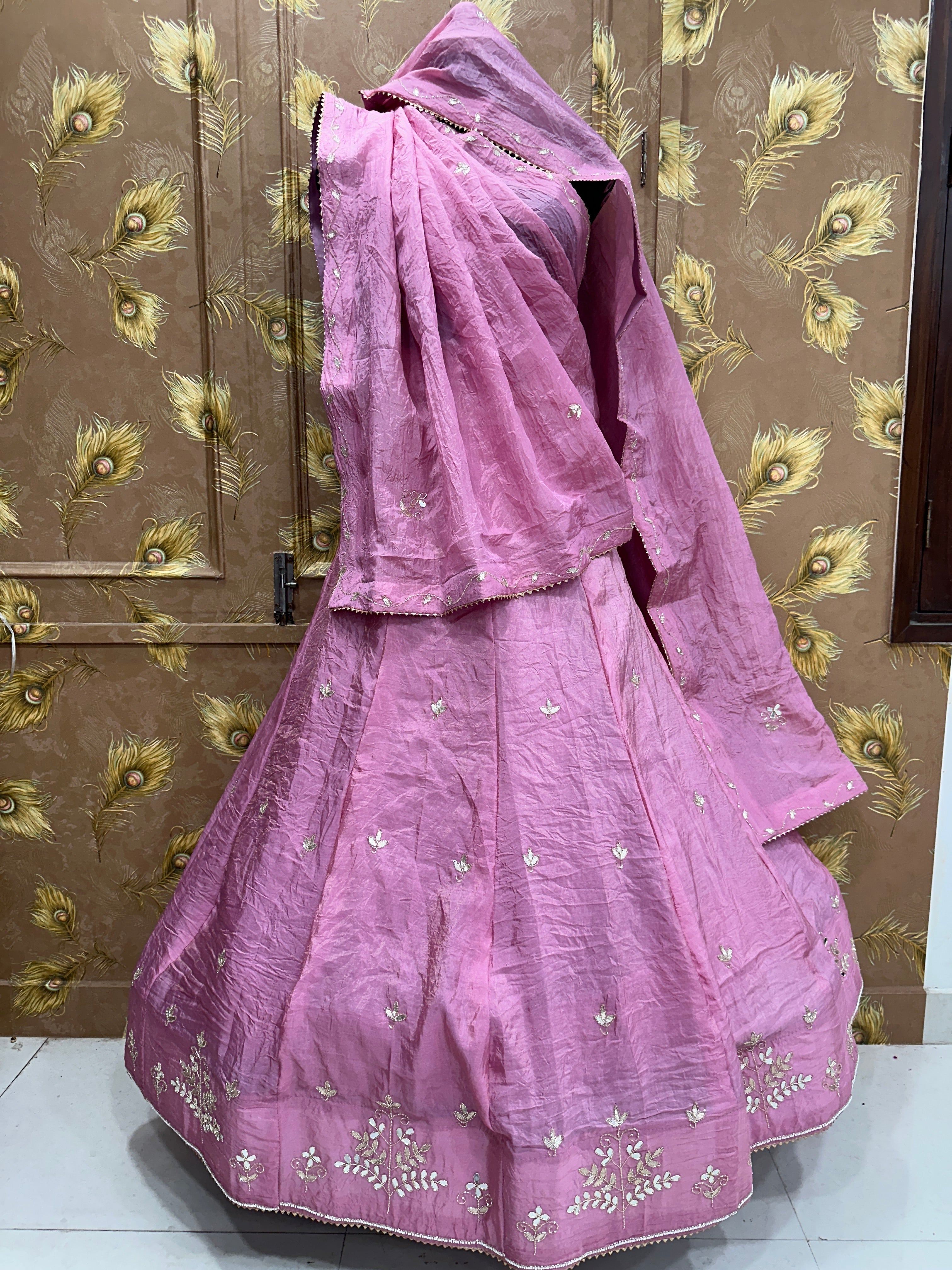 Pinkcitydesginer Gold crush lehenga Baby Pink