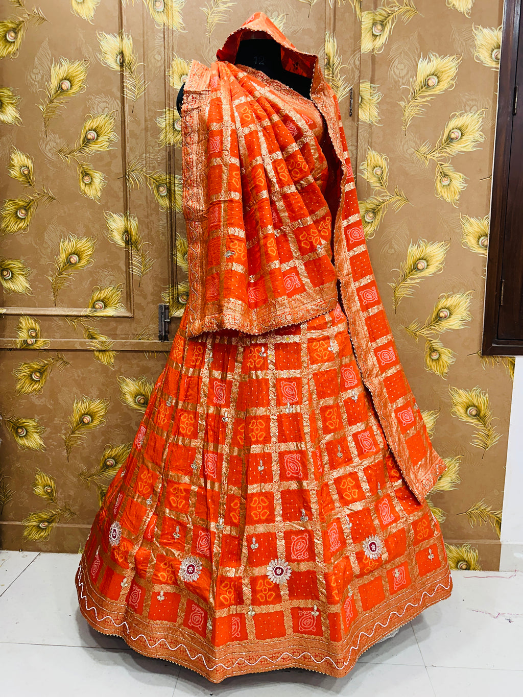 pinkcitydesigner ghatchola lehenga Orange