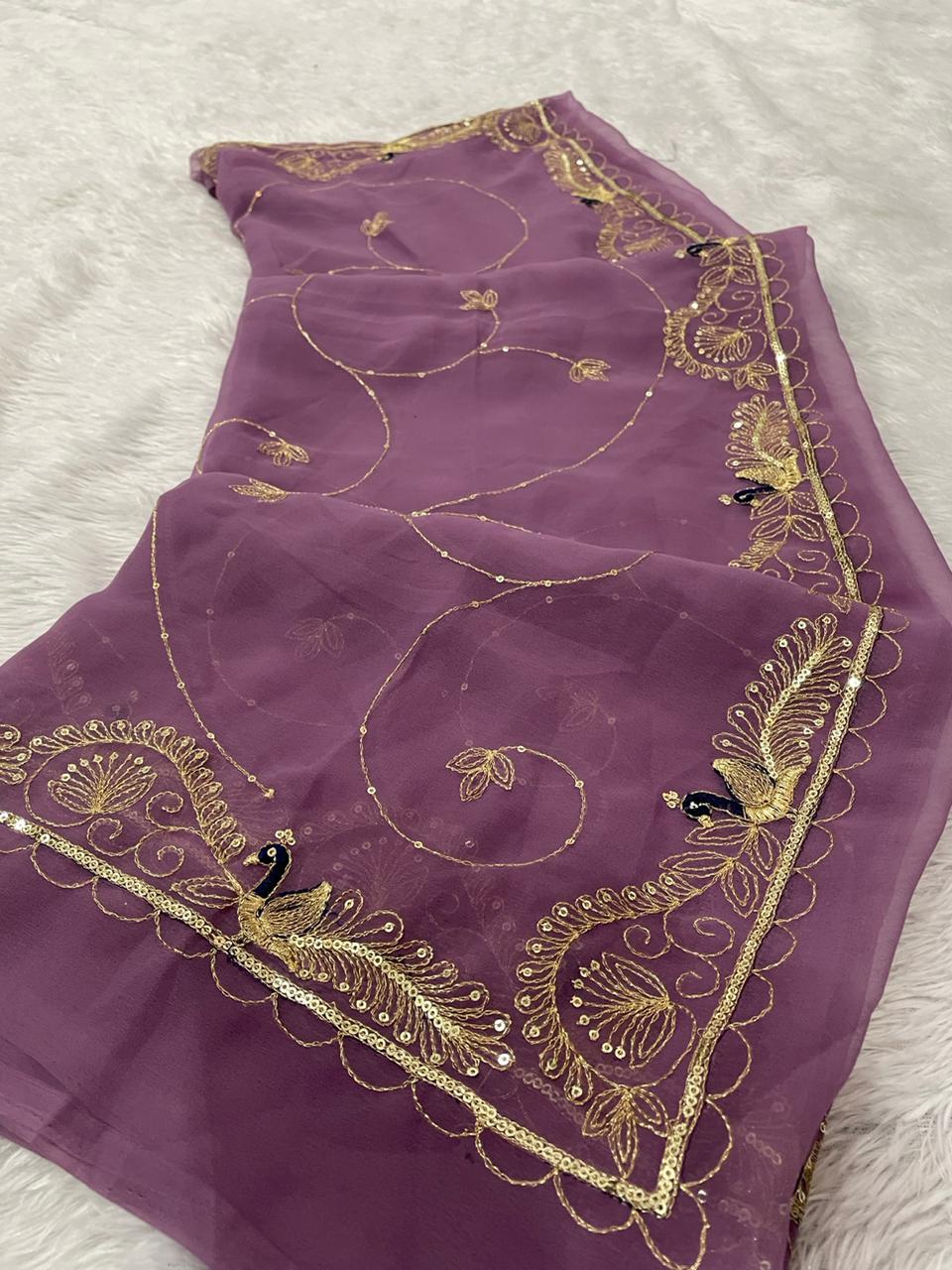 Royal Emerald Saree with Intricate Gold Thread & Peacock Border