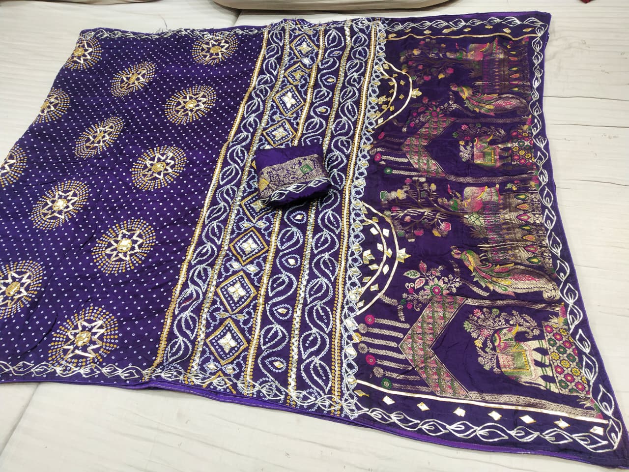 Festive Wear Bandhani Style Saree with Heavy Border and Designer Pallu