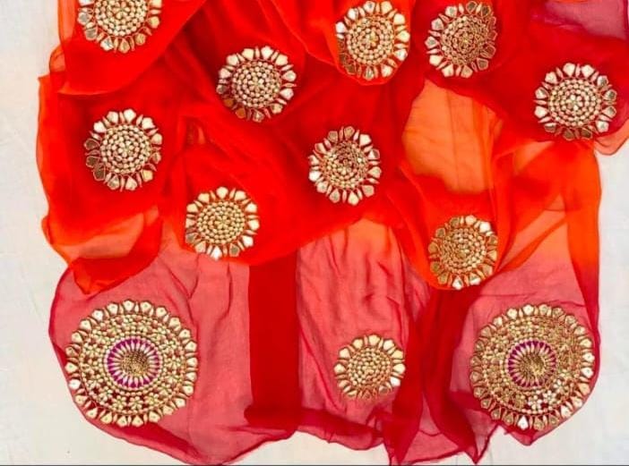 Party Wear Saree with Hand Embroidery