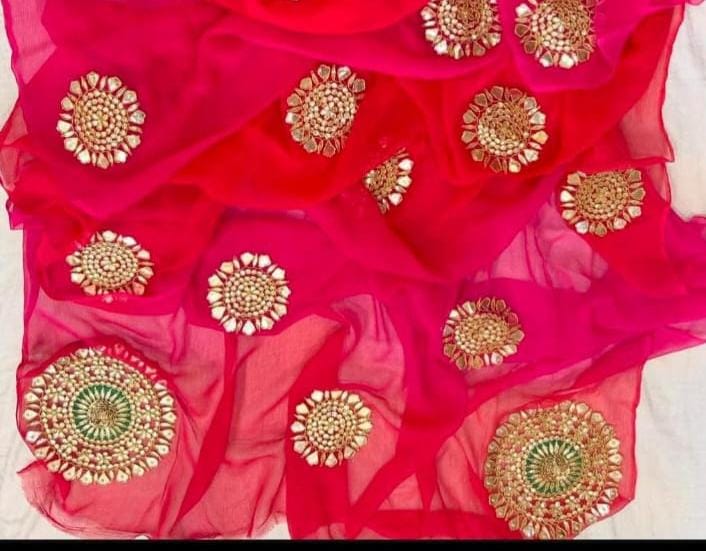Party Wear Saree with Hand Embroidery