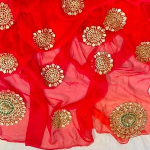 Party Wear Saree with Hand Embroidery