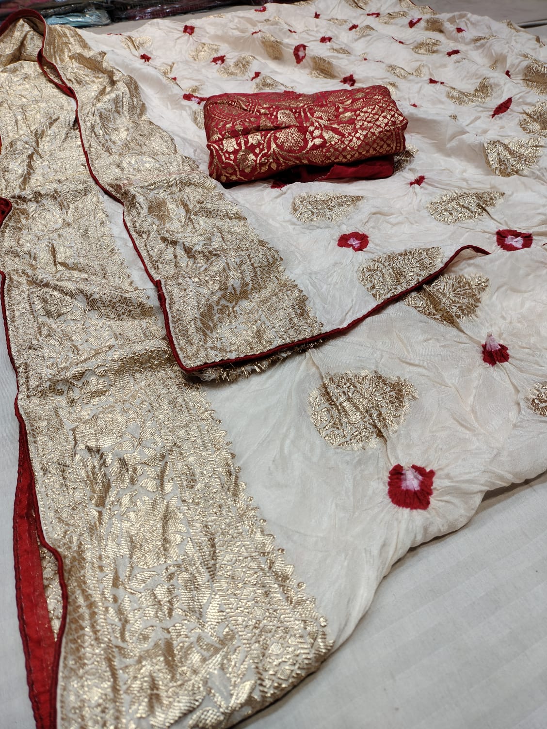 Premium Bandhani Silk Saree with Banarasi Work