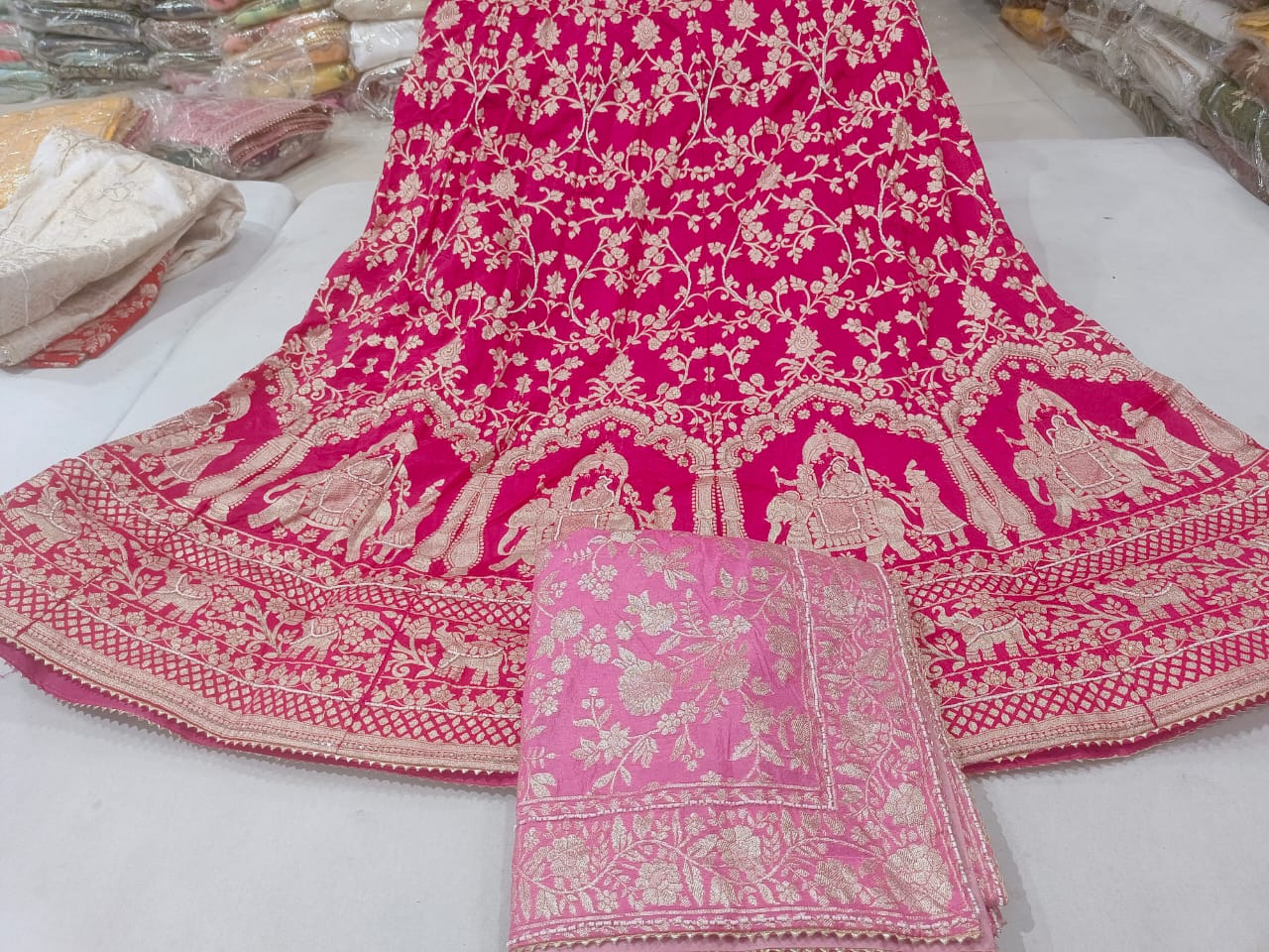 Designer Pure Nylon Silk Lehenga Set with Hand Gota Patti Work