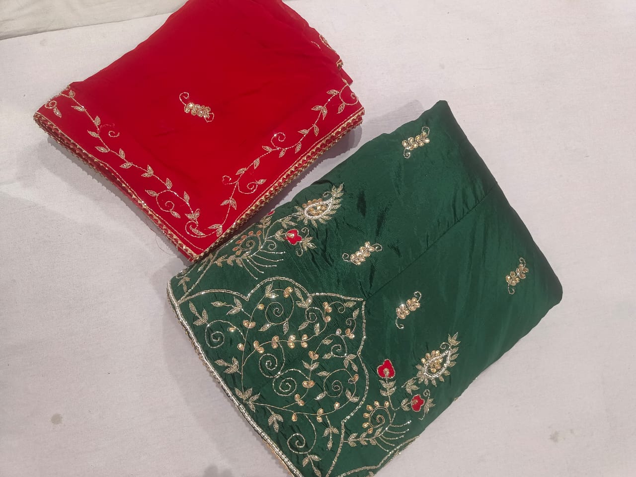 Lehenga with Heavy Gold Embroidered Border & Contrast Dupatta