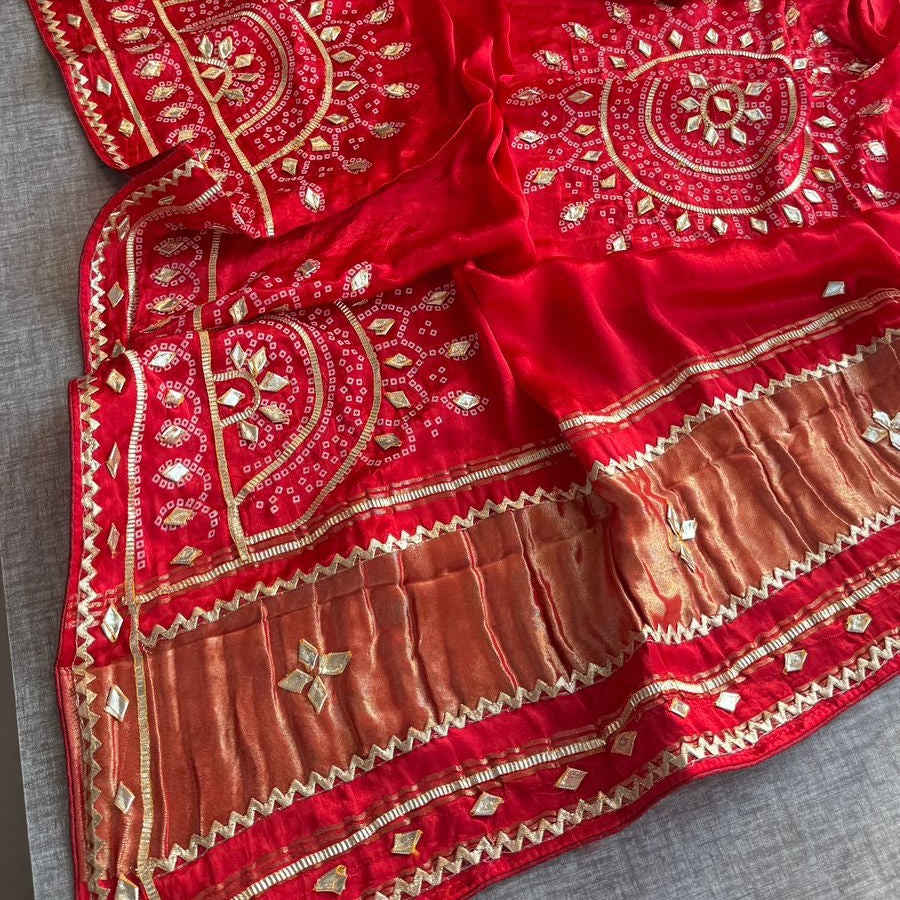 Silk Dupatta with Gota Patti Embroidery