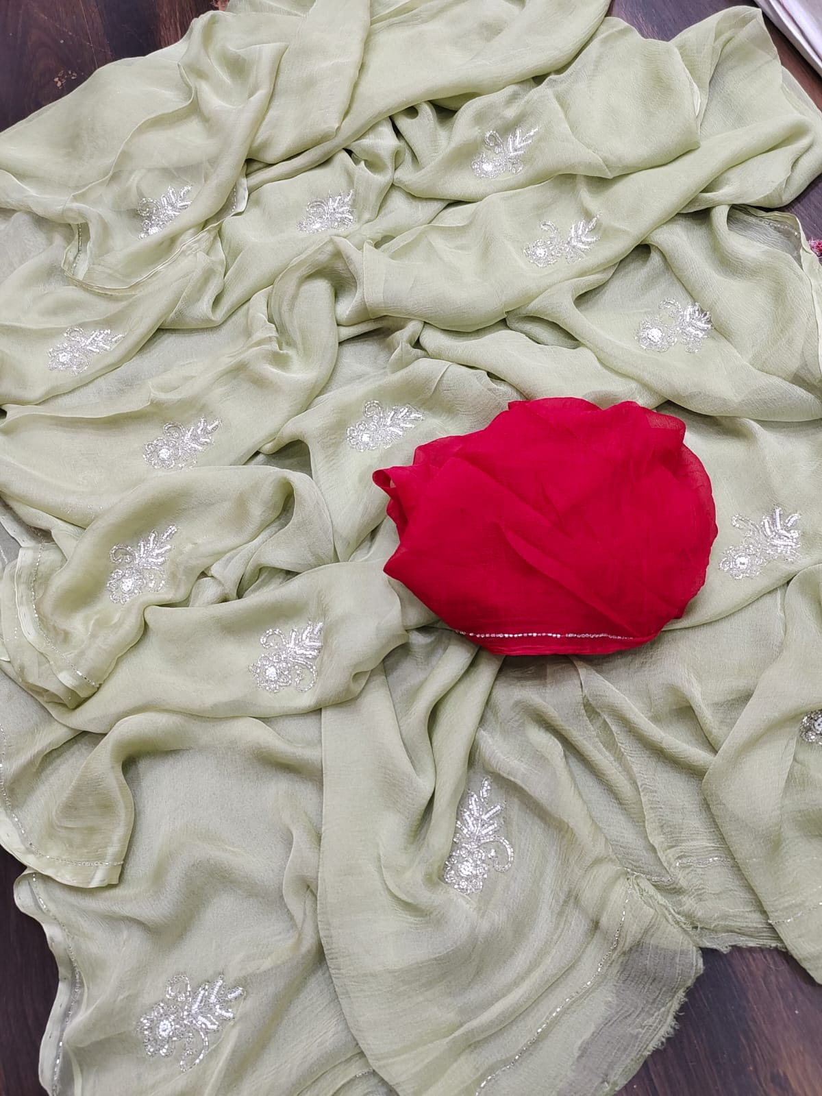 Luxury Rani Pink Saree with Delicate Silver Motif Work