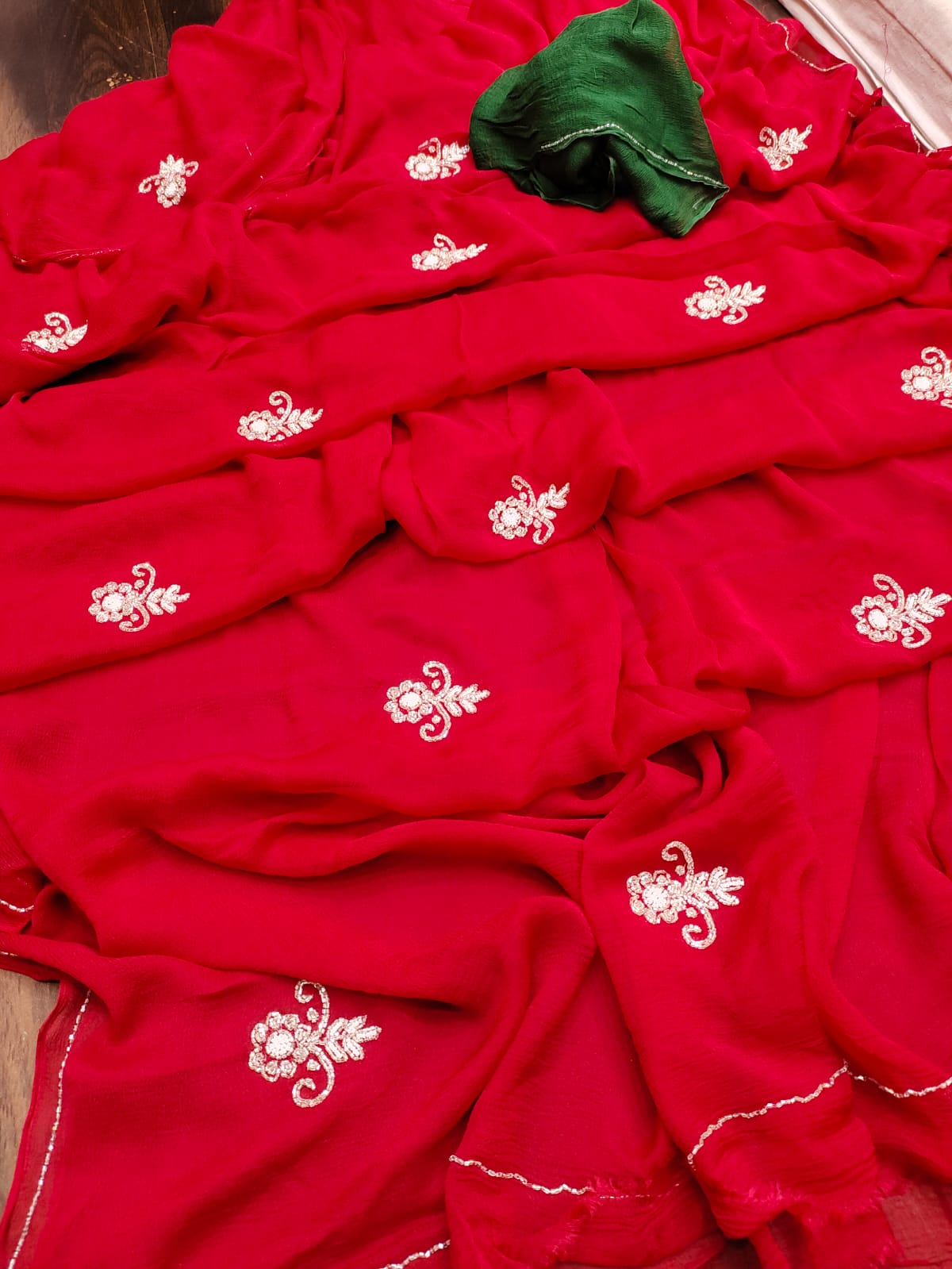 Luxury Rani Pink Saree with Delicate Silver Motif Work