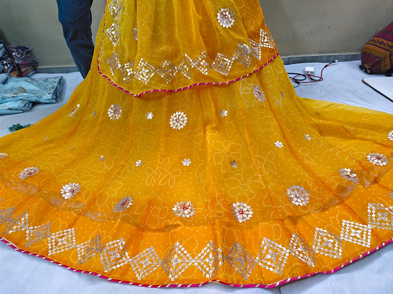 Premium Bandhani Print Georgette Lehenga with Gota Patti Work