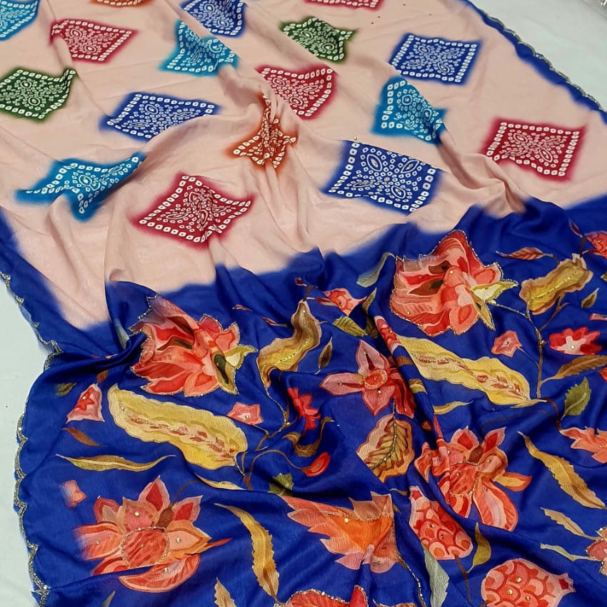 Designer Floral Print Saree