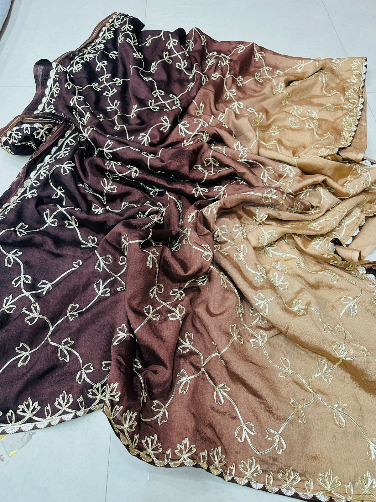 Graceful Gold Thread Embroidered Saree