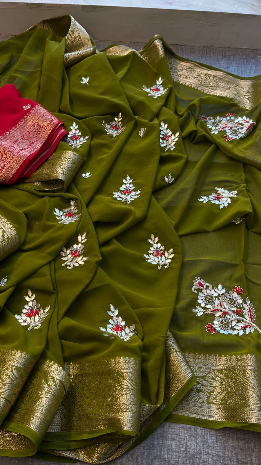 Royal Gulnaar Hand-Embroidered Saree