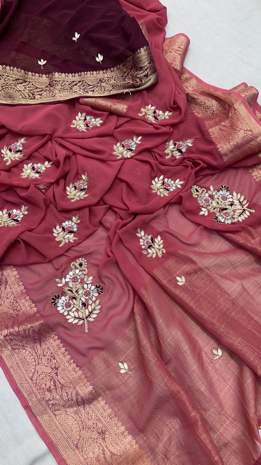 Royal Gulnaar Hand-Embroidered Saree