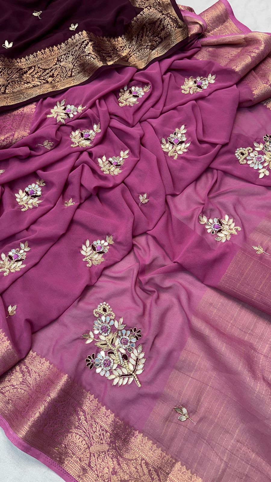 Royal Gulnaar Hand-Embroidered Saree