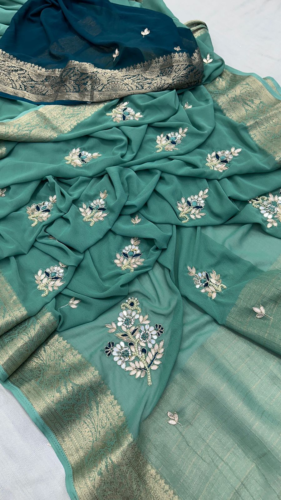 Royal Gulnaar Hand-Embroidered Saree