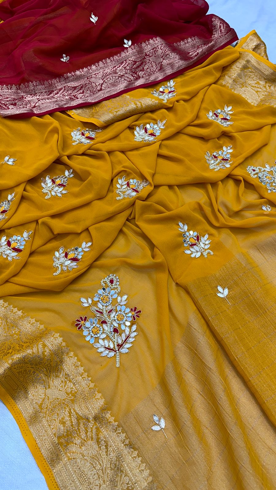 Royal Gulnaar Hand-Embroidered Saree
