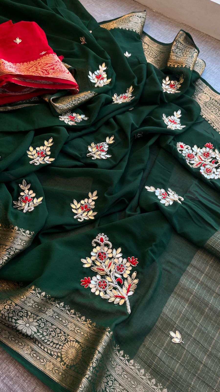 Royal Gulnaar Hand-Embroidered Saree