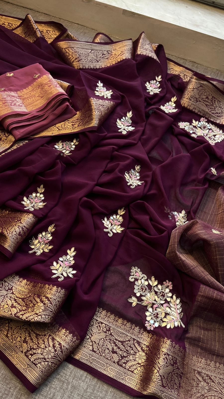 Royal Gulnaar Hand-Embroidered Saree