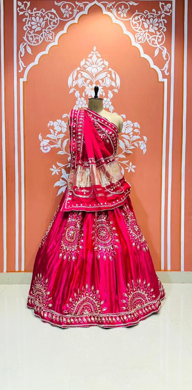 Wedding Lehenga for Bride with Traditional Zari & Mirror Work