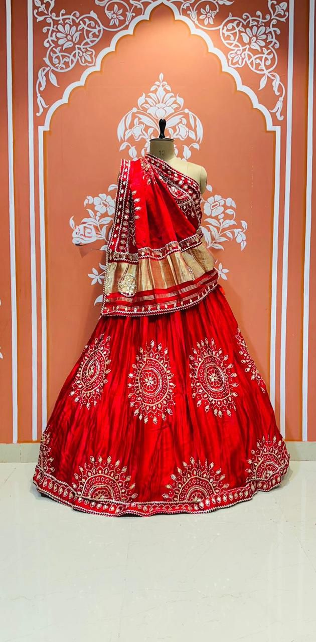 Wedding Lehenga for Bride with Traditional Zari & Mirror Work