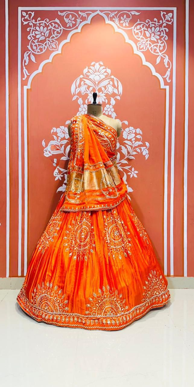 Wedding Lehenga for Bride with Traditional Zari & Mirror Work