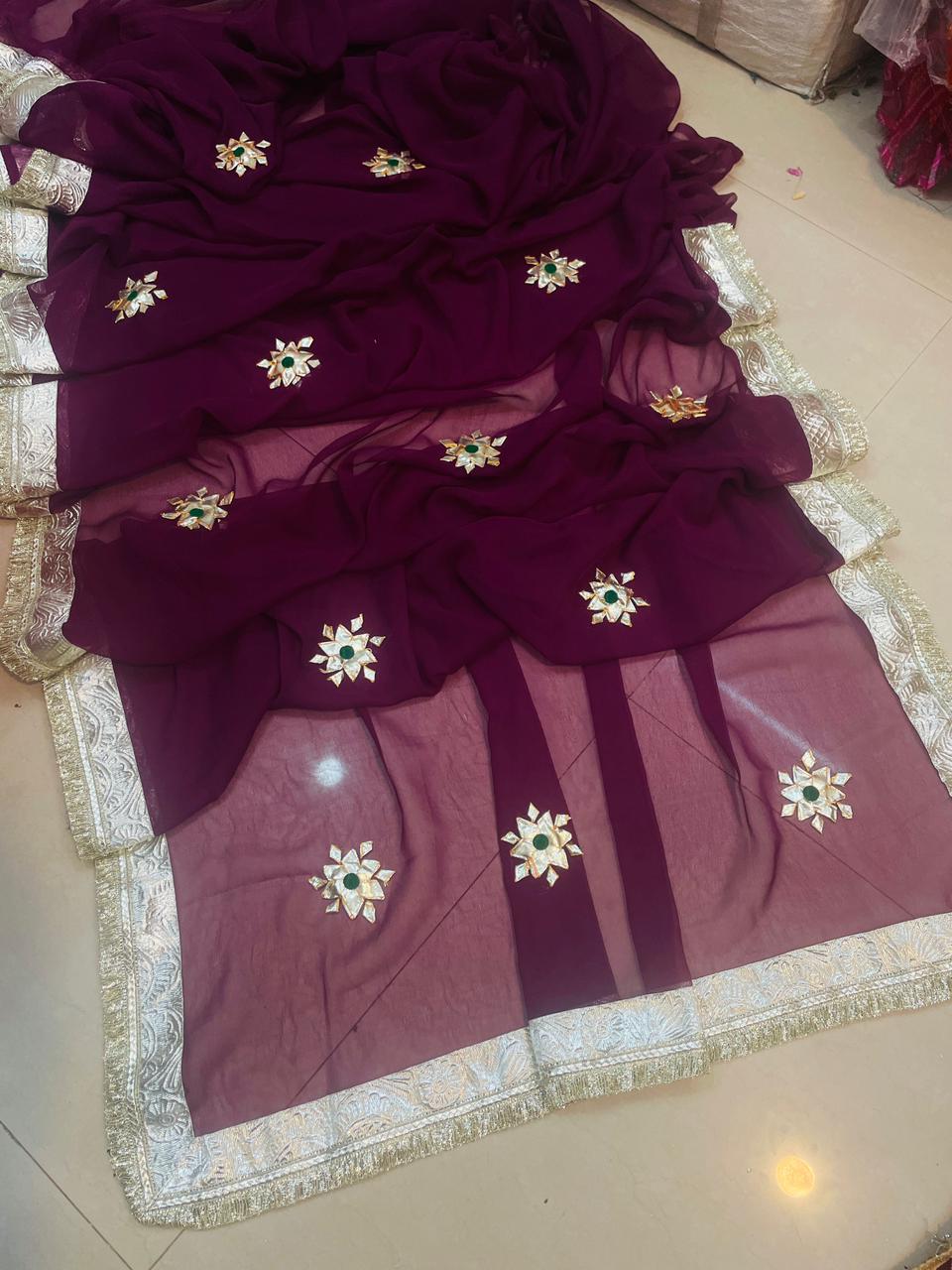 Soft Saree with All-Over Floral Embellishments