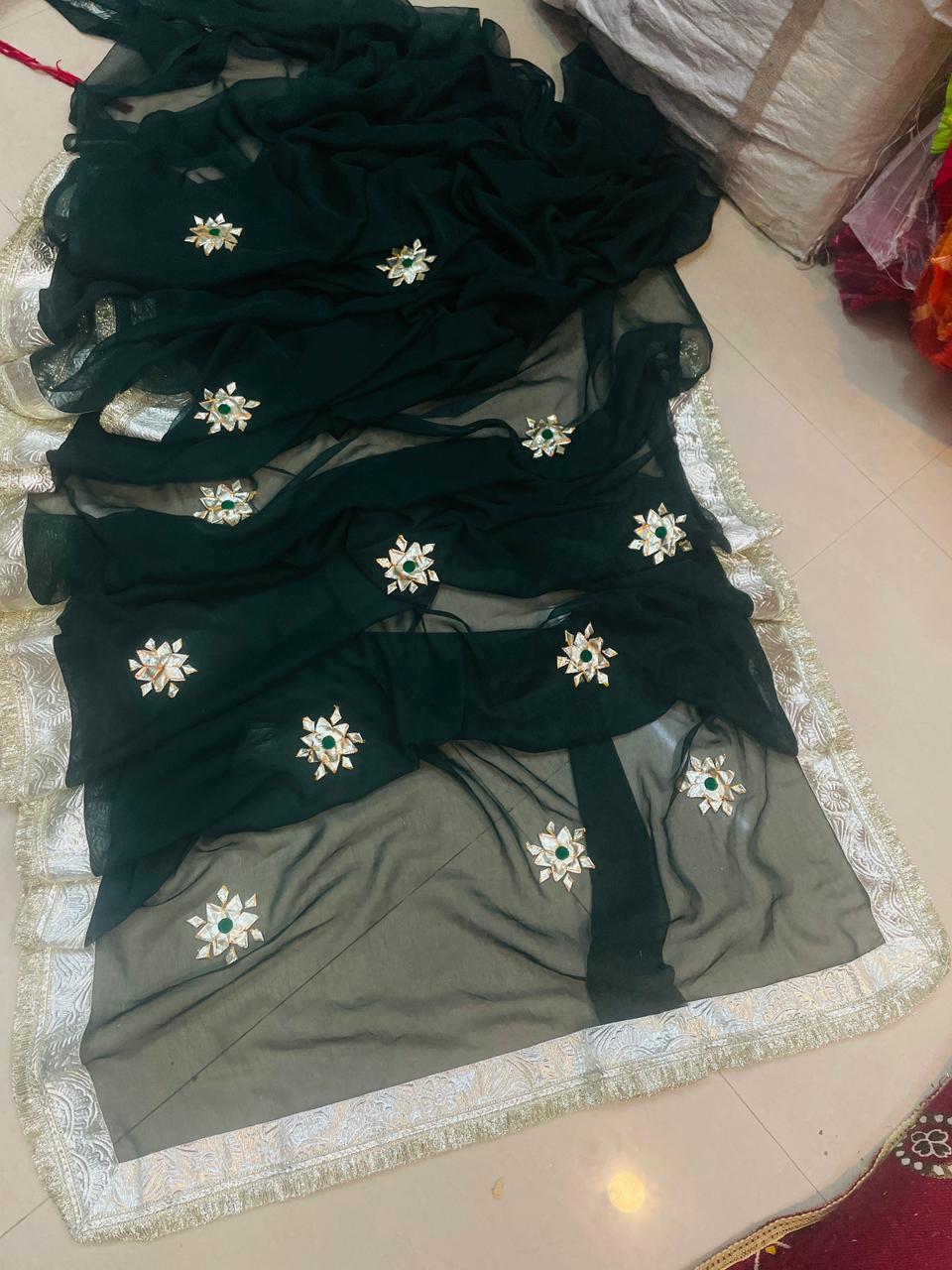 Soft Saree with All-Over Floral Embellishments