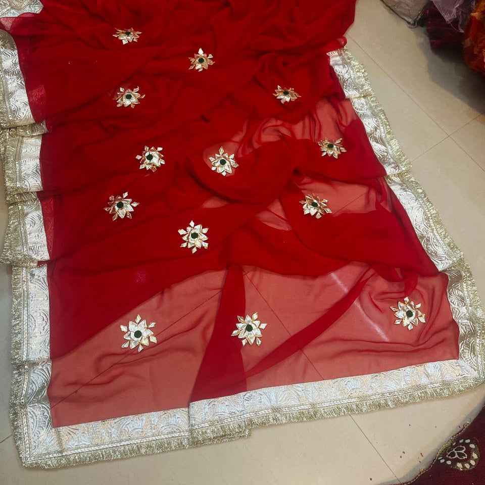 Soft Saree with All-Over Floral Embellishments