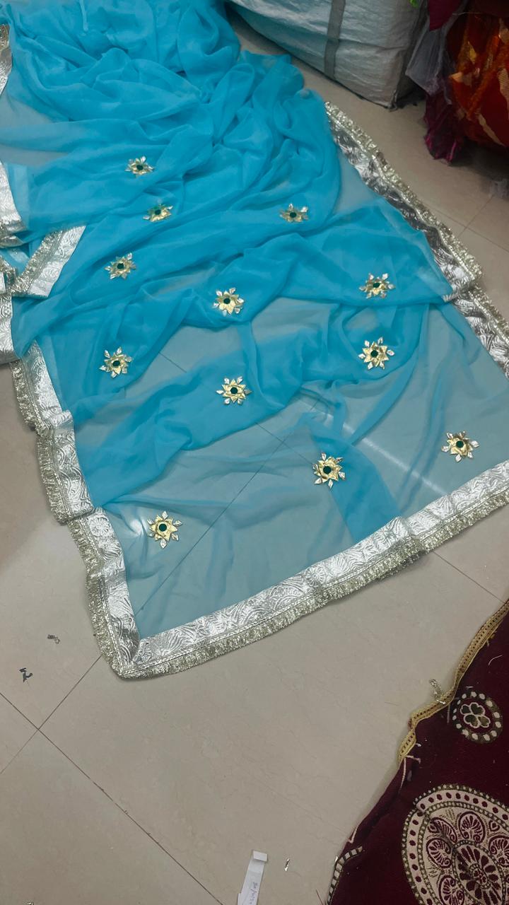 Soft Saree with All-Over Floral Embellishments