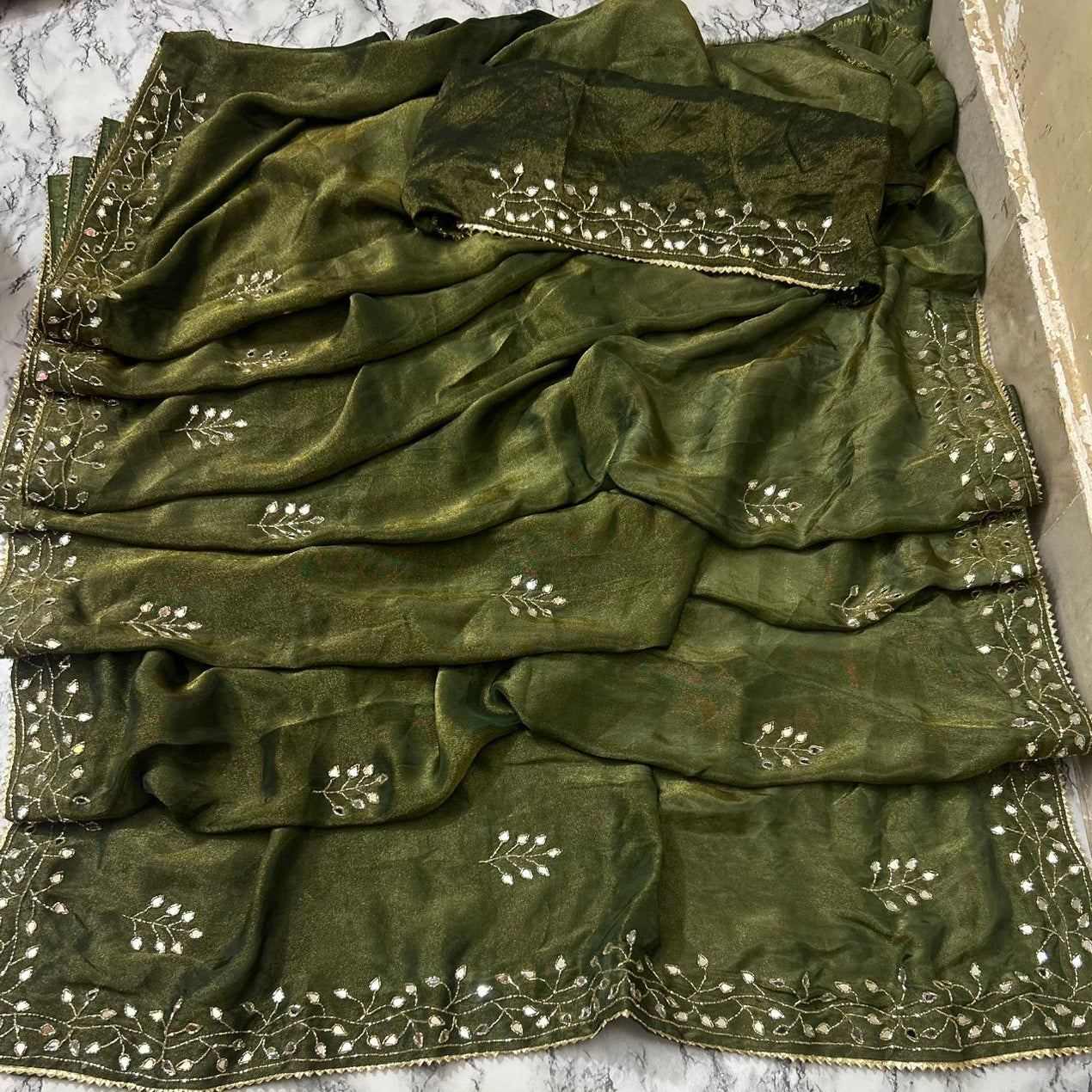 Handcrafted Gota Patti and Mirror Work Saree on Pure Chiffon - Festive Ethnic Wear