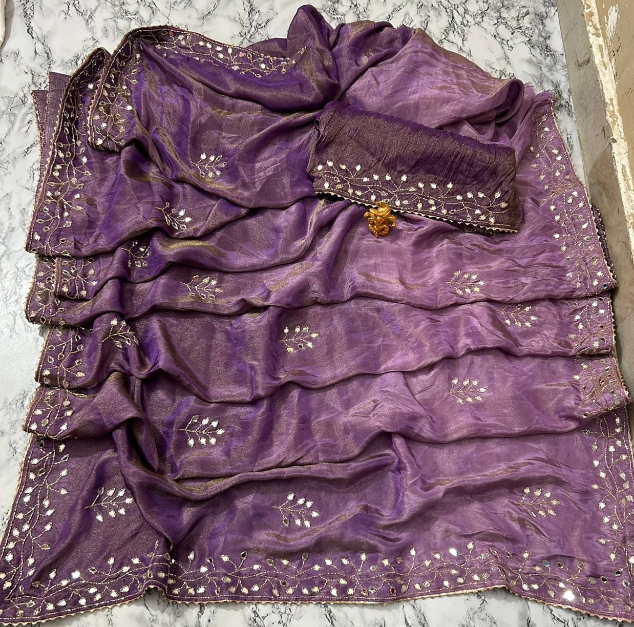 Handcrafted Gota Patti and Mirror Work Saree on Pure Chiffon - Festive Ethnic Wear