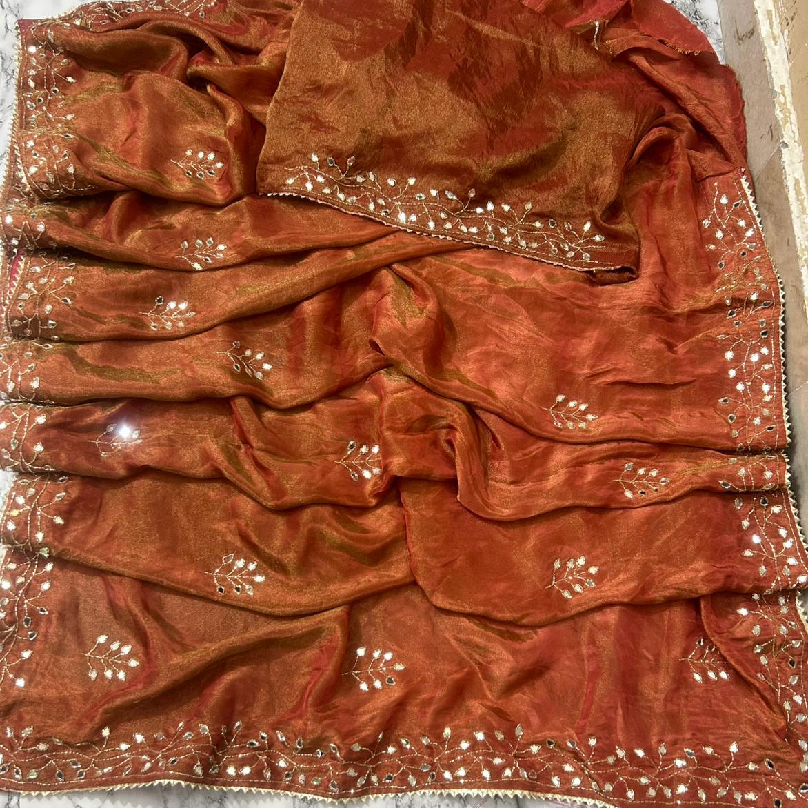 Handcrafted Gota Patti and Mirror Work Saree on Pure Chiffon - Festive Ethnic Wear