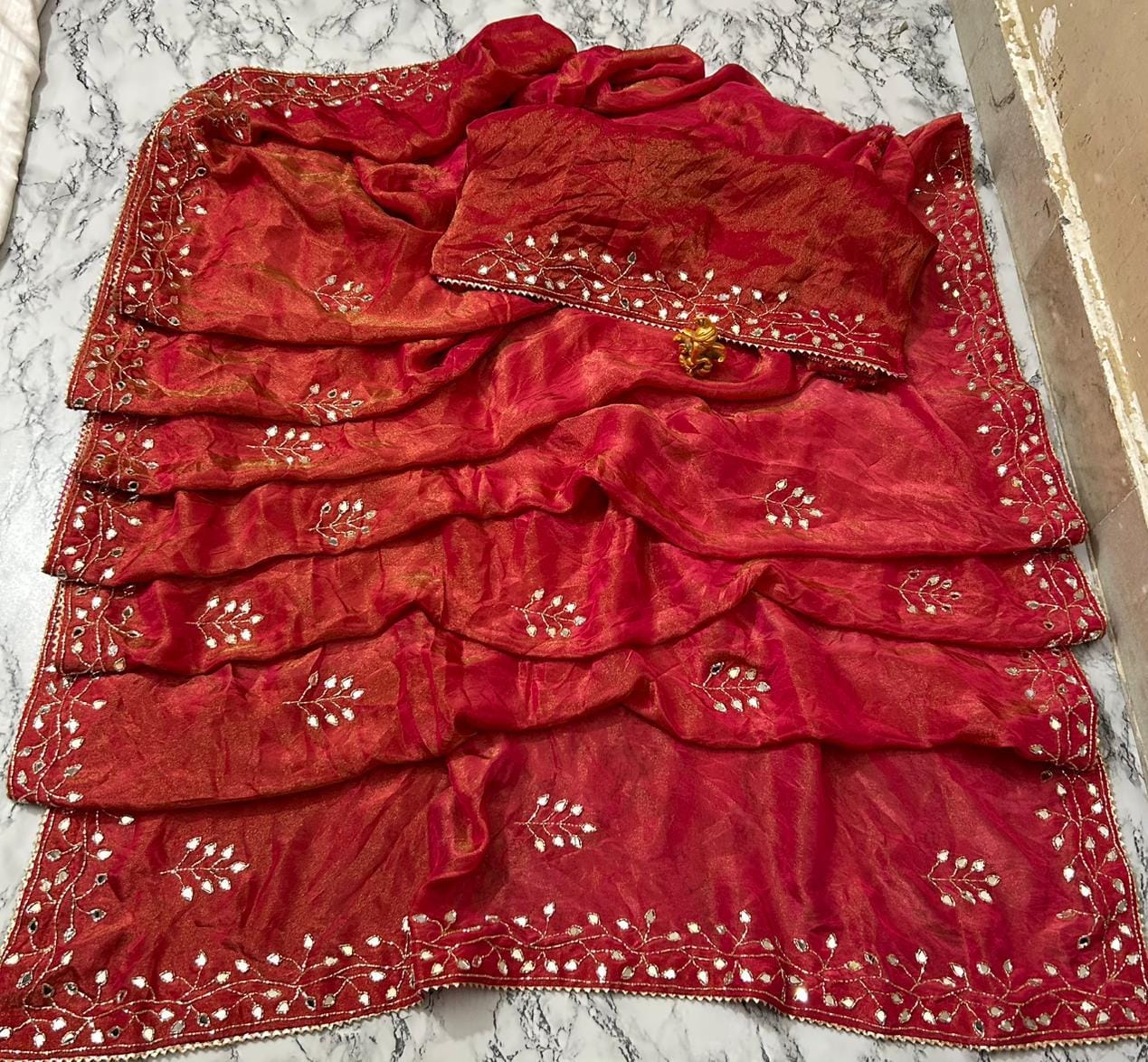 Handcrafted Gota Patti and Mirror Work Saree on Pure Chiffon - Festive Ethnic Wear