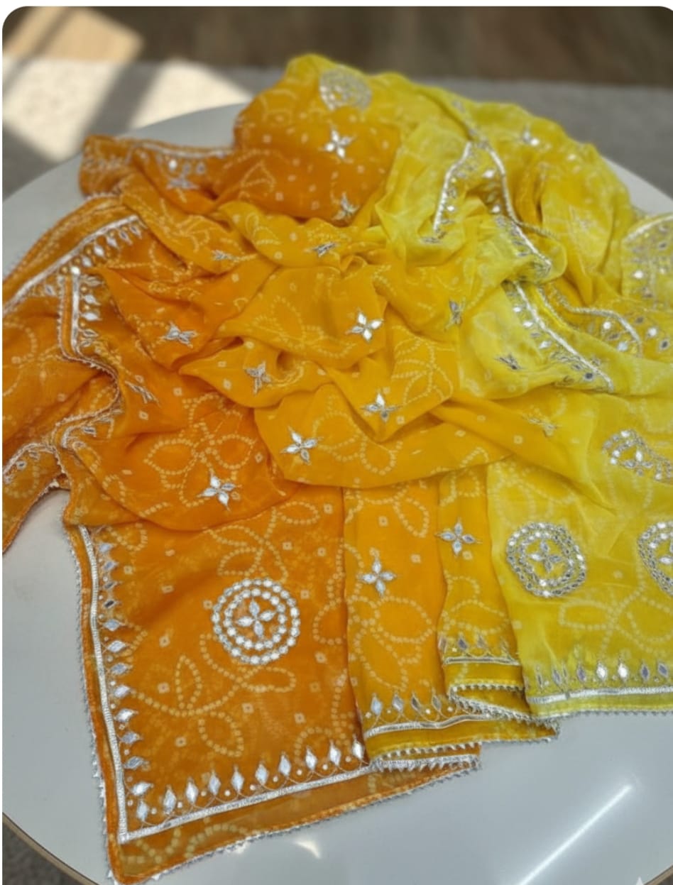 Party Wear Saree with Traditional Bandhej Pattern