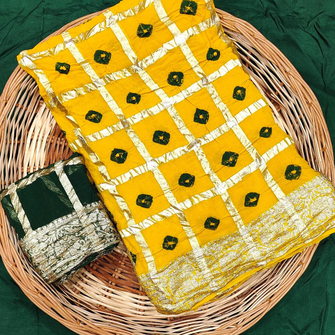 Festive Wear Bandhej Saree with Elegant Golden Pallu