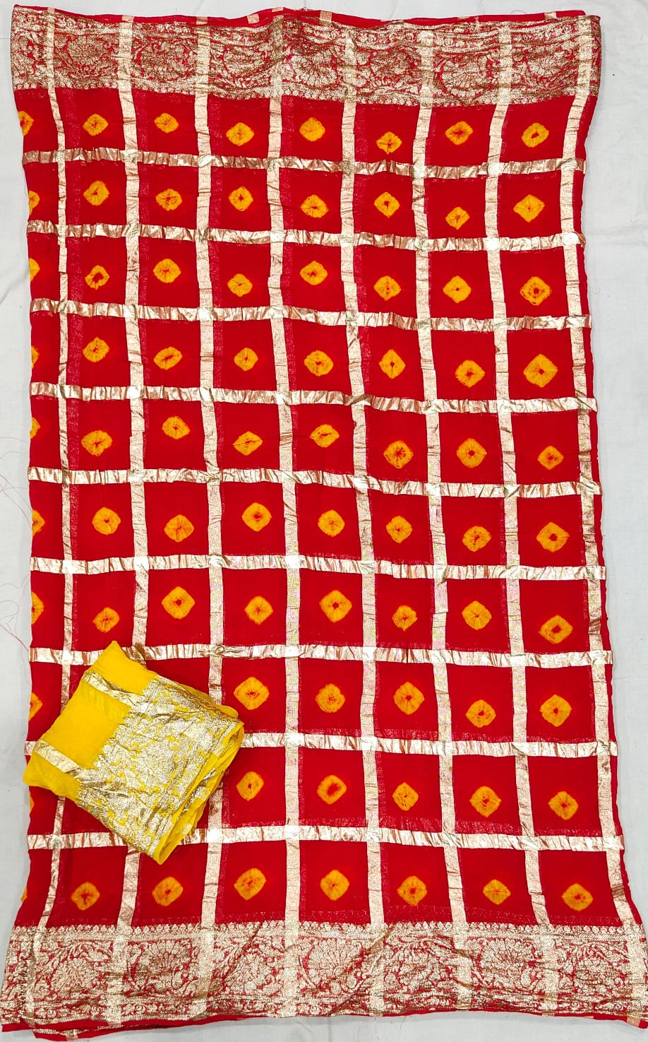 Festive Wear Bandhej Saree with Elegant Golden Pallu