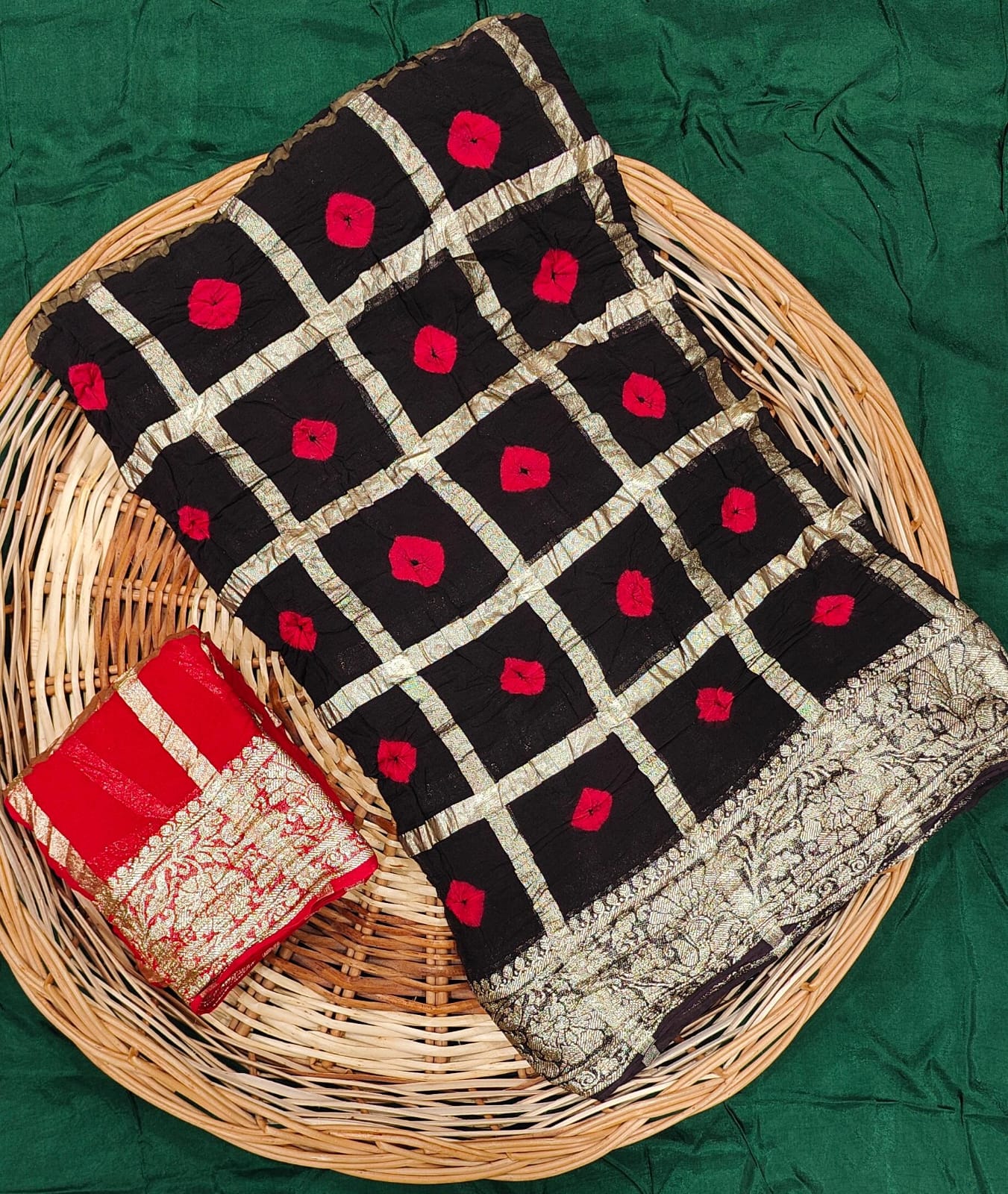 Festive Wear Bandhej Saree with Elegant Golden Pallu