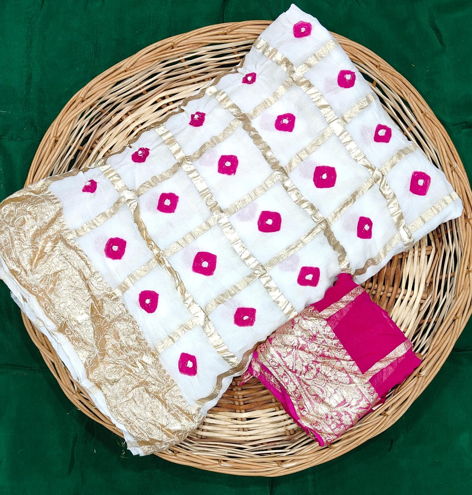 Festive Wear Bandhej Saree with Elegant Golden Pallu