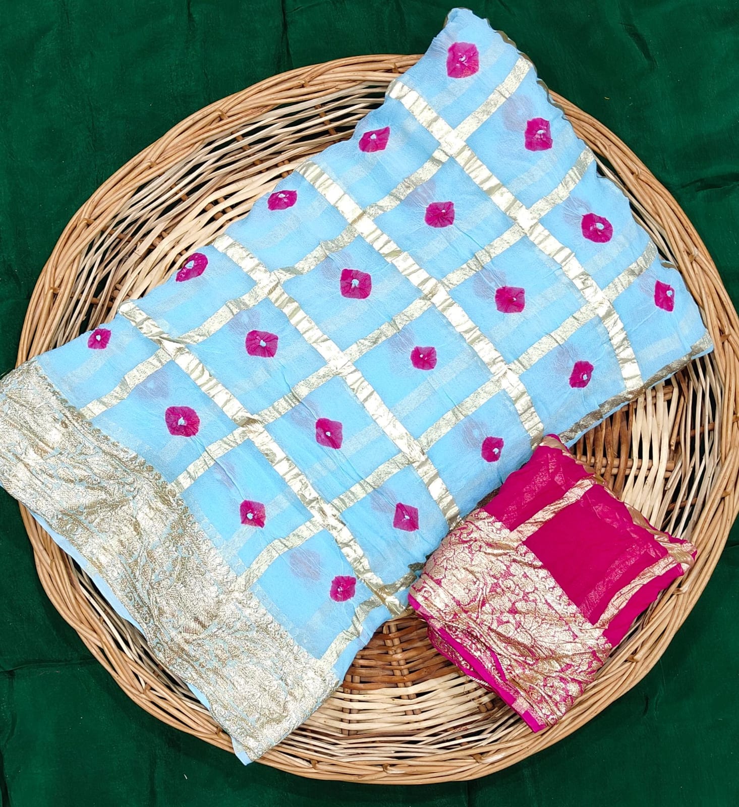 Festive Wear Bandhej Saree with Elegant Golden Pallu