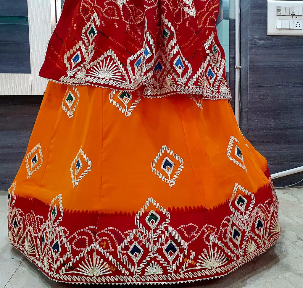 The Bandhani Classic: Radiant Orange & Red Festive Lehenga
