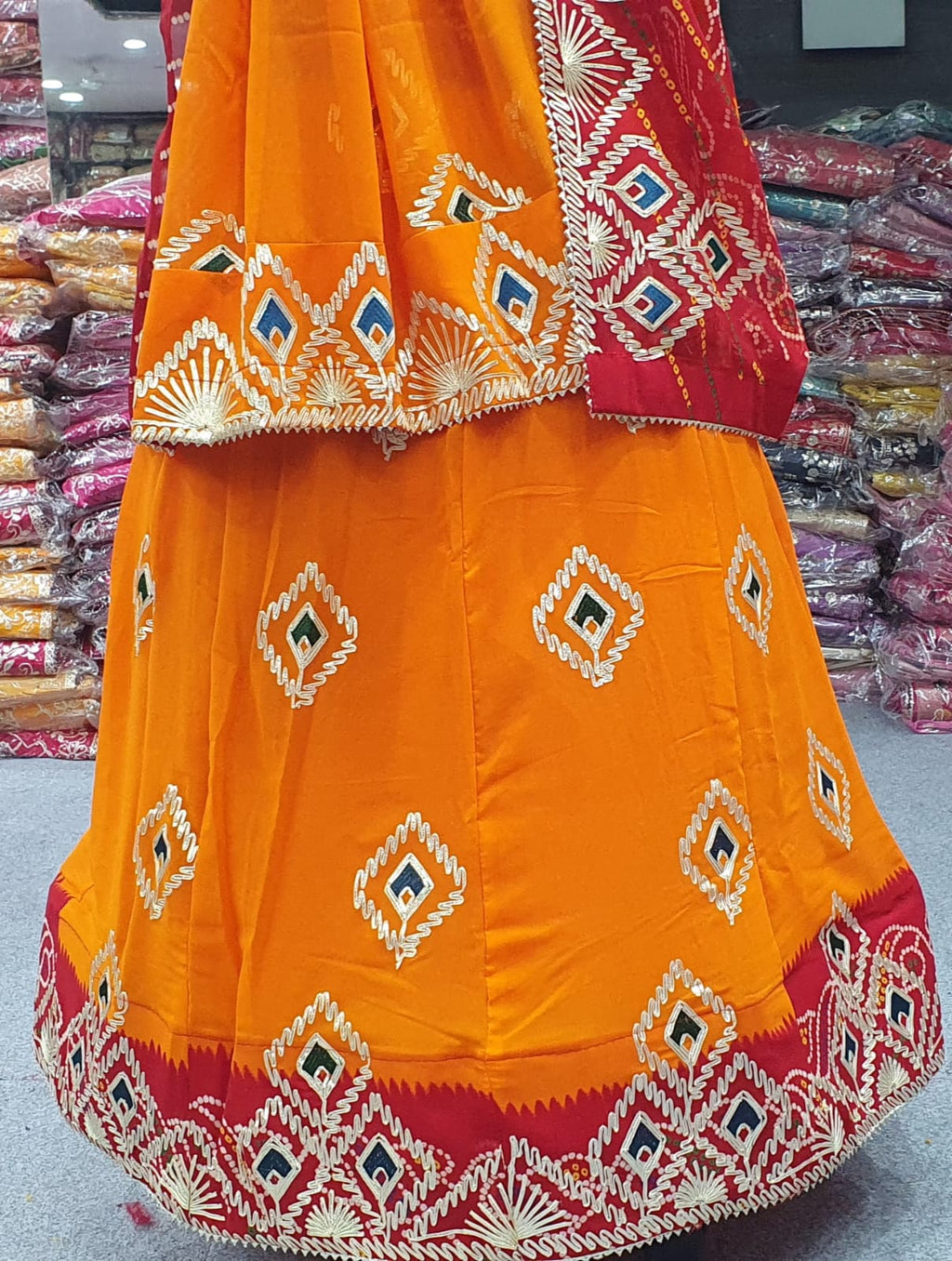 The Bandhani Classic: Radiant Orange & Red Festive Lehenga