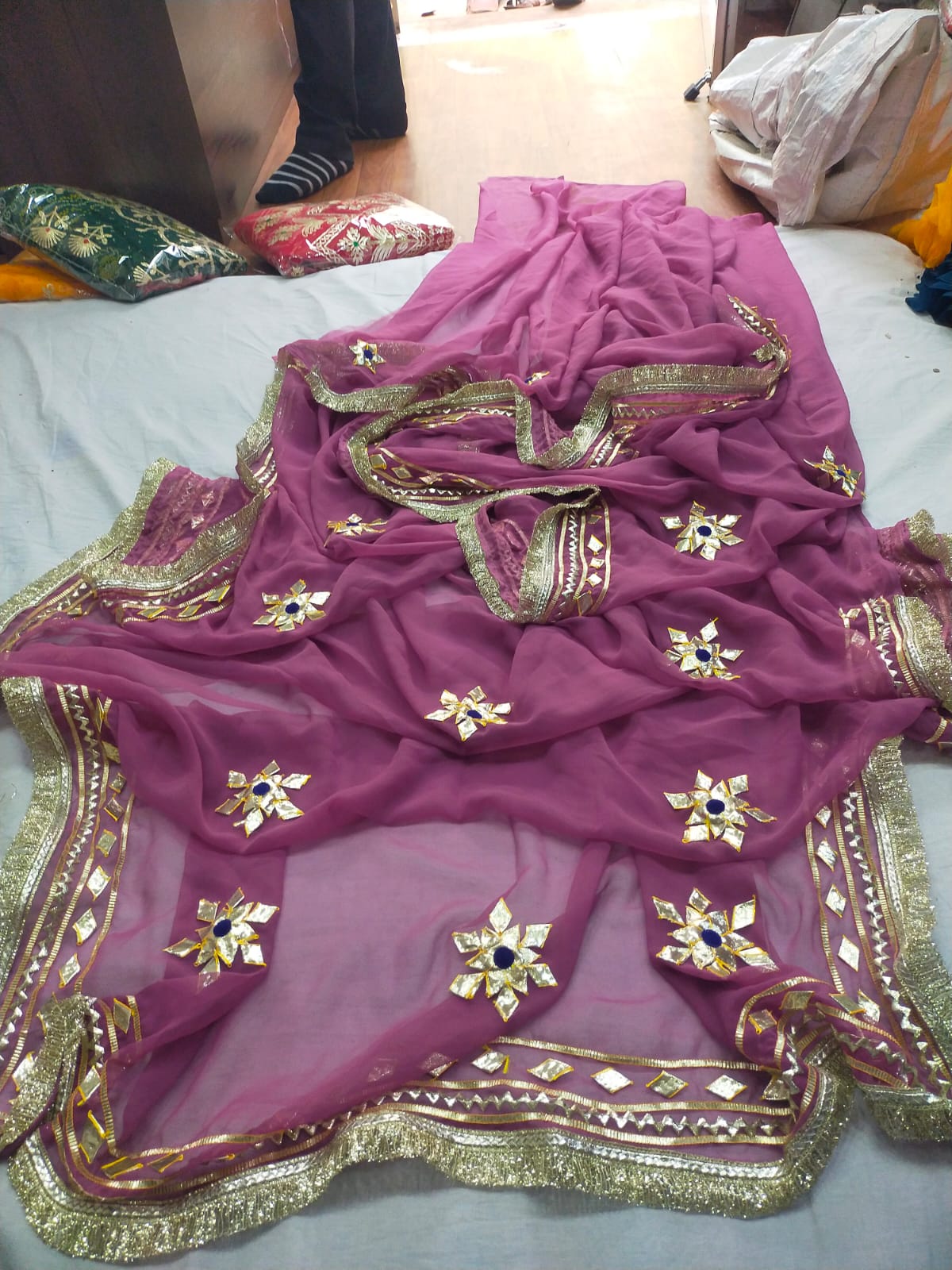 New Premium Pure Georgette Festive Saree with Traditional Gota Patti Work BY PCD