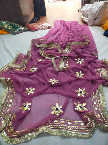 New Premium Pure Georgette Festive Saree with Traditional Gota Patti Work BY PCD
