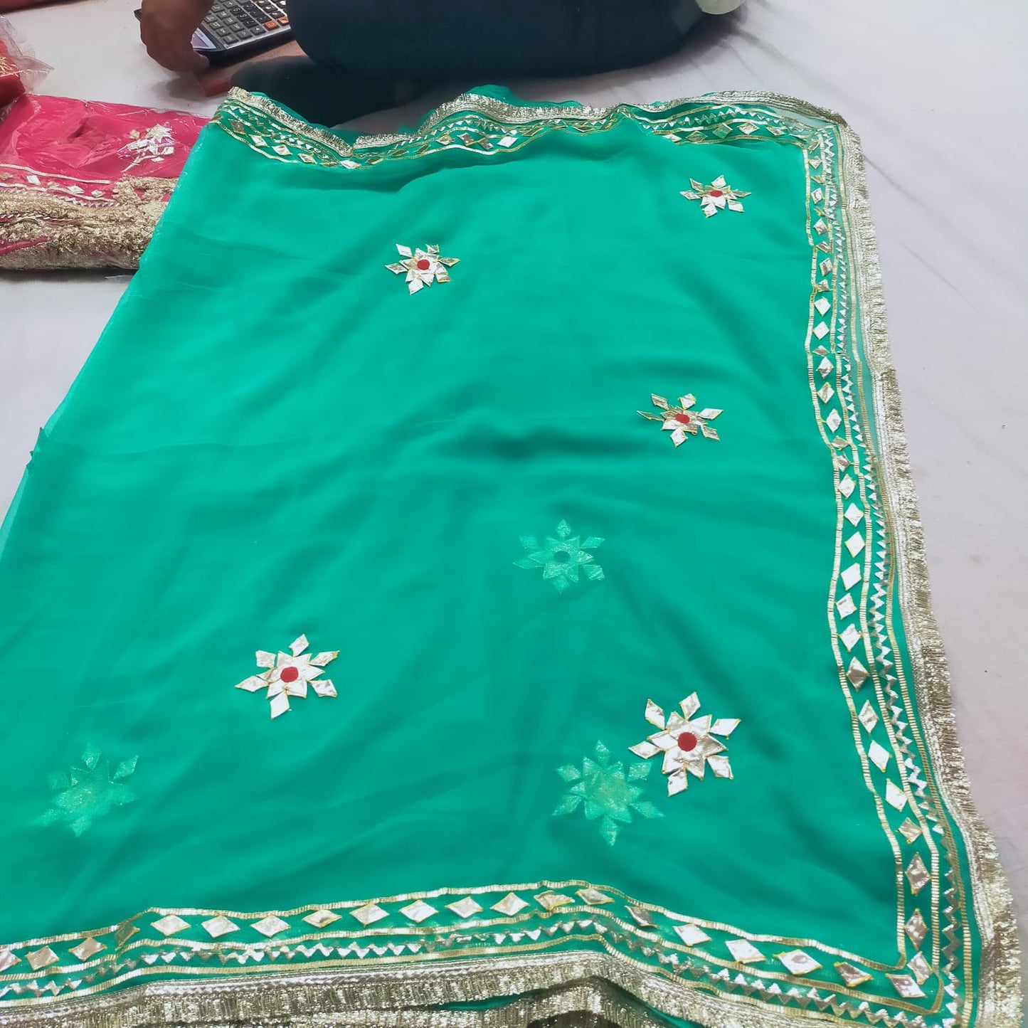 New Premium Pure Georgette Festive Saree with Traditional Gota Patti Work BY PCD