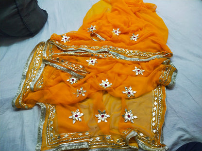 New Premium Pure Georgette Festive Saree with Traditional Gota Patti Work BY PCD
