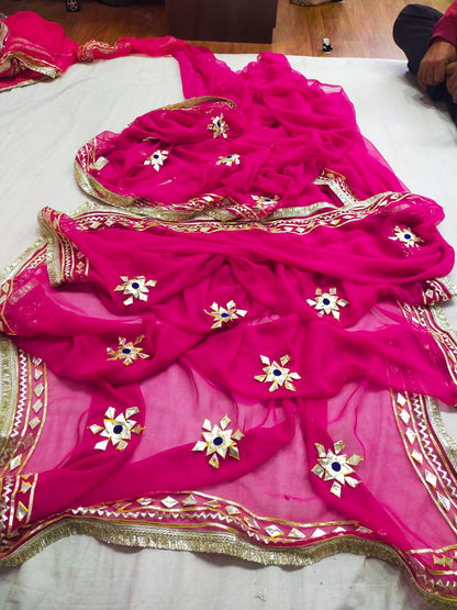 New Premium Pure Georgette Festive Saree with Traditional Gota Patti Work BY PCD